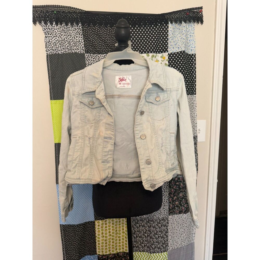 #130 - Justice Girls Light Wash Denim Jacket Size 10